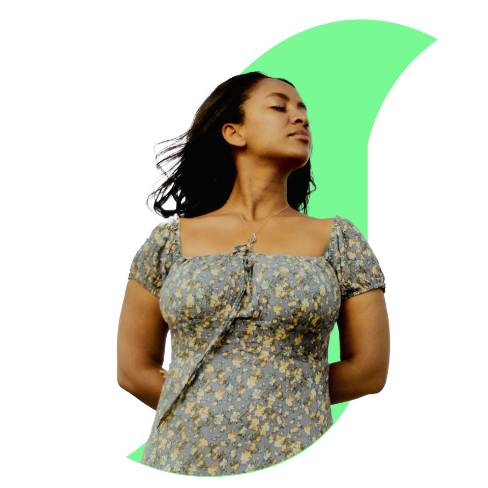 A young woman looking to the side